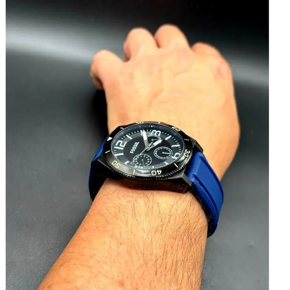 Fossil Flynn BQ2016 Multifunction Dive Style Blue Silicone Men's Watch 45mm